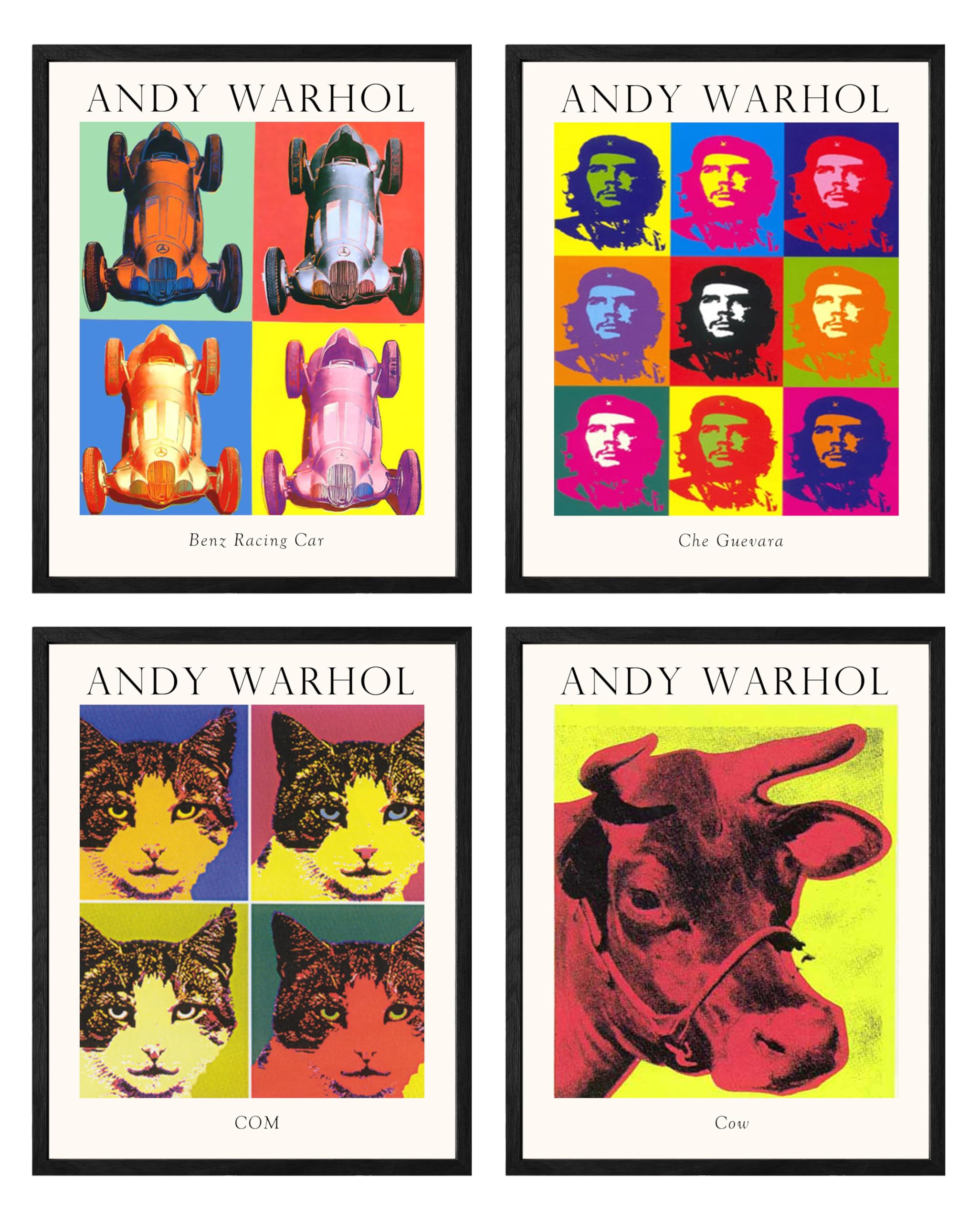 Amazon.com: Set of 4 Andy Warhol Pop Art Framed Prints - 12x16